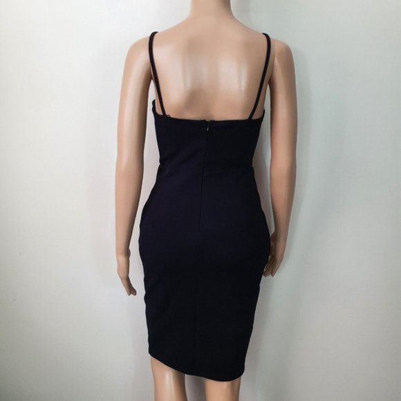 Passion fusion midi dress Sze 8 black Mesh Cami cup detail bodycon cocktail sexy - Picture 4 of 8